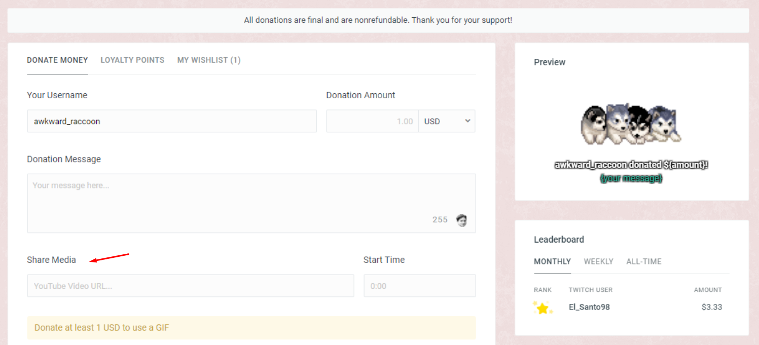 set up donations on streamlabs