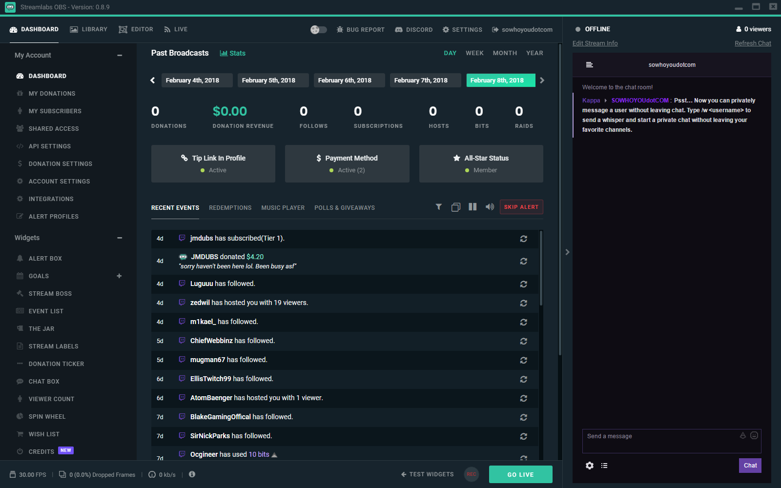 best bitrate streamlabs obs